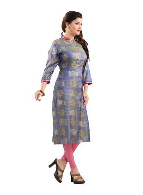 Blue printed polyester ethnic-kurtis 3