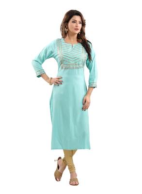Blue plain viscose ethnic-kurtis 1