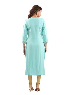 Blue plain viscose ethnic-kurtis 2