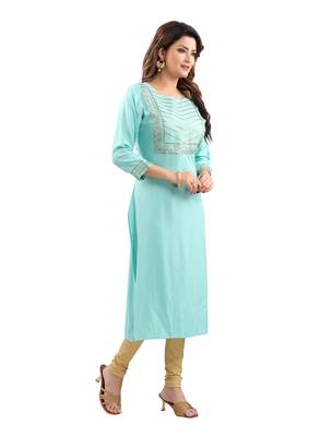 Blue plain viscose ethnic-kurtis 3