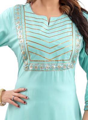 Blue plain viscose ethnic-kurtis 5