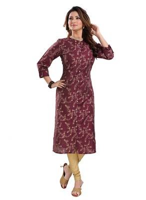 Maroon printed viscose ethnic-kurtis 1