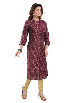 Maroon printed viscose ethnic-kurtis 3