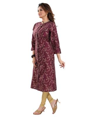 Maroon printed viscose ethnic-kurtis 4