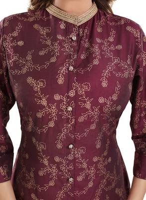 Maroon printed viscose ethnic-kurtis 5