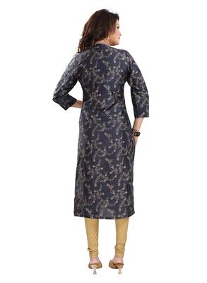 Navy-blue printed viscose ethnic-kurtis 2
