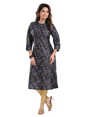 Navy-blue printed viscose ethnic-kurtis 4