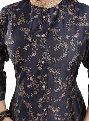 Navy-blue printed viscose ethnic-kurtis 5