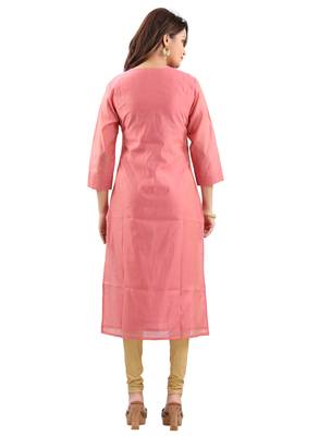 Peach plain polyester ethnic-kurtis 2