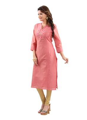 Peach plain polyester ethnic-kurtis 4