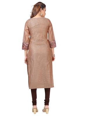 Brown printed polyester ethnic-kurtis 2
