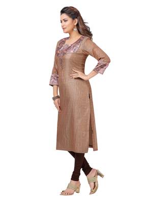 Brown printed polyester ethnic-kurtis 4