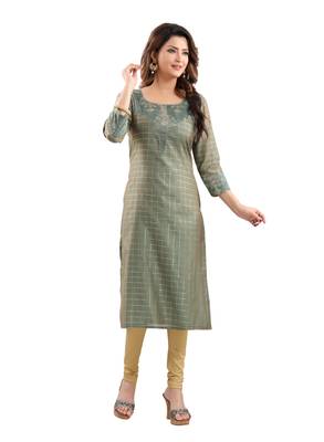 Green printed polyester ethnic-kurtis 1