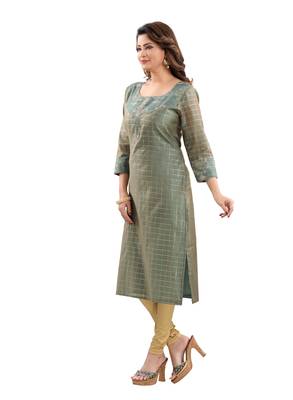 Green printed polyester ethnic-kurtis 4