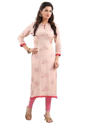 Pink embroidered viscose ethnic-kurtis 1