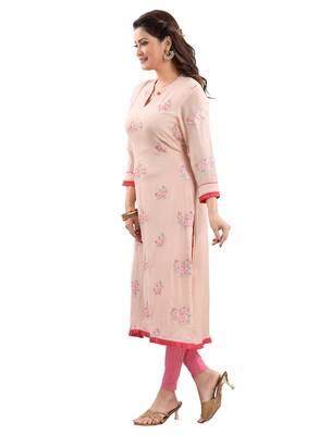 Pink embroidered viscose ethnic-kurtis 4