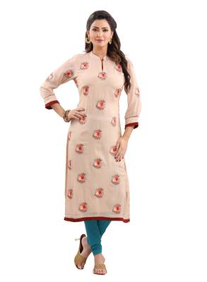 Brown embroidered viscose ethnic-kurtis 1