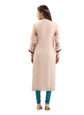 Brown embroidered viscose ethnic-kurtis 2