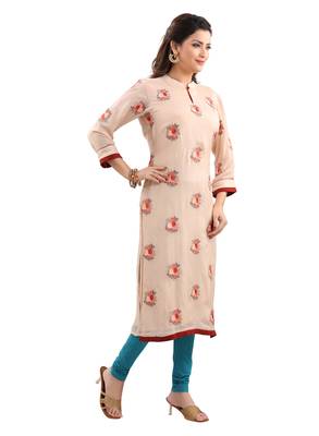 Brown embroidered viscose ethnic-kurtis 3