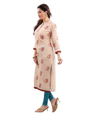 Brown embroidered viscose ethnic-kurtis 4