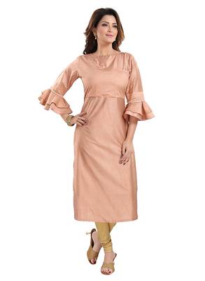 Pink plain viscose ethnic-kurtis 1