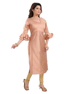 Pink plain viscose ethnic-kurtis 3