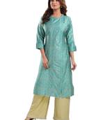 Blue printed viscose ethnic-kurtis