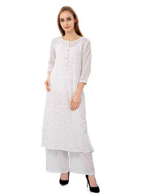 White plain cotton ethnic-kurtis 1