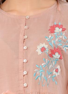 Peach plain cotton ethnic-kurtis 3