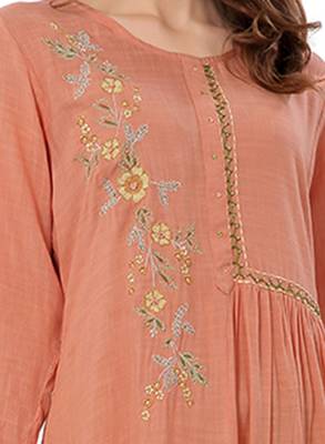 Pink embroidered viscose ethnic-kurtis 3