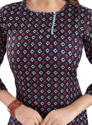 Navy-blue printed cotton ethnic-kurtis 5