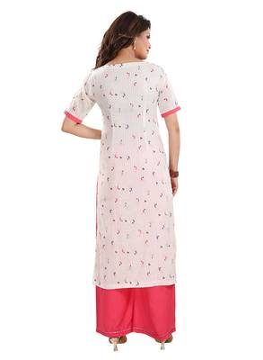 Off-white printed cotton ethnic-kurtis 2