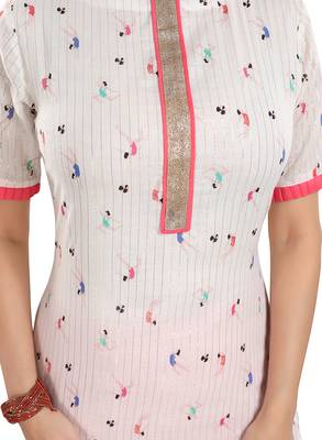Off-white printed cotton ethnic-kurtis 5