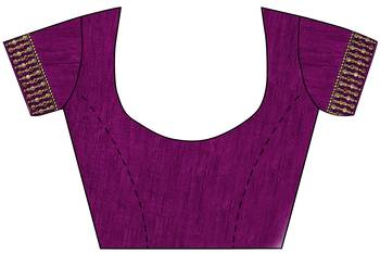 Magenta embroidered silk blend saree with blouse 4