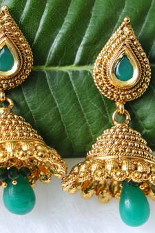 Green onyx jhumkas