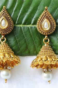 White onyx jhumkas