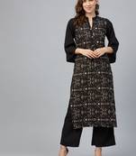 Black printed crepe kurta set