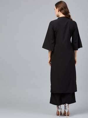 Black printed crepe kurta set 2