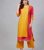 Coral printed rayon kurta set