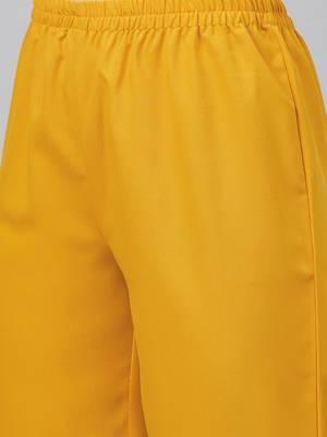Mustard printed rayon kurta set 5
