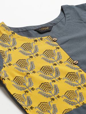 Grey printed rayon kurta set 5