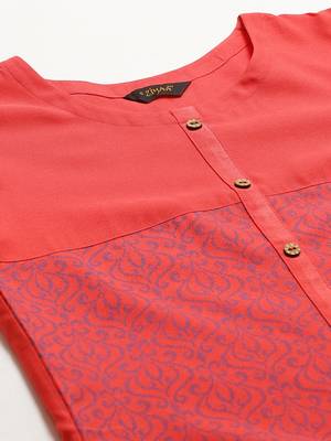 Coral printed rayon kurta set 5