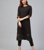 Black printed crepe kurta set