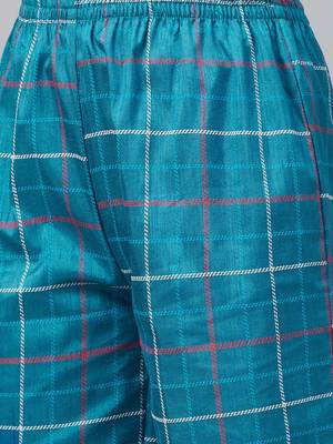 Blue printed art silk kurta set 5
