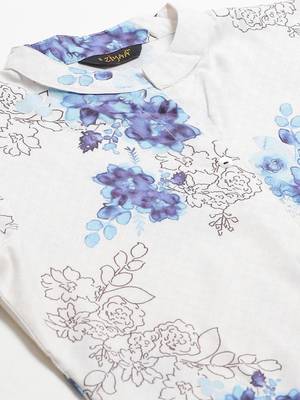 Off-white printed rayon kurta set 5