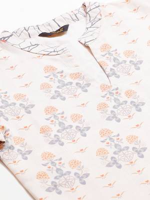 Beige printed rayon kurta set 5