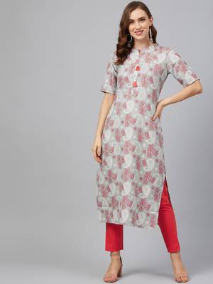 Silver printed rayon kurta set 1