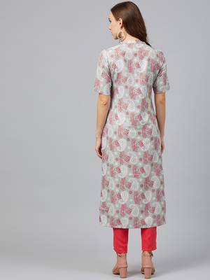 Silver printed rayon kurta set 2