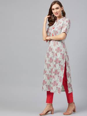 Silver printed rayon kurta set 3