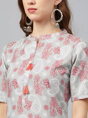 Silver printed rayon kurta set 4